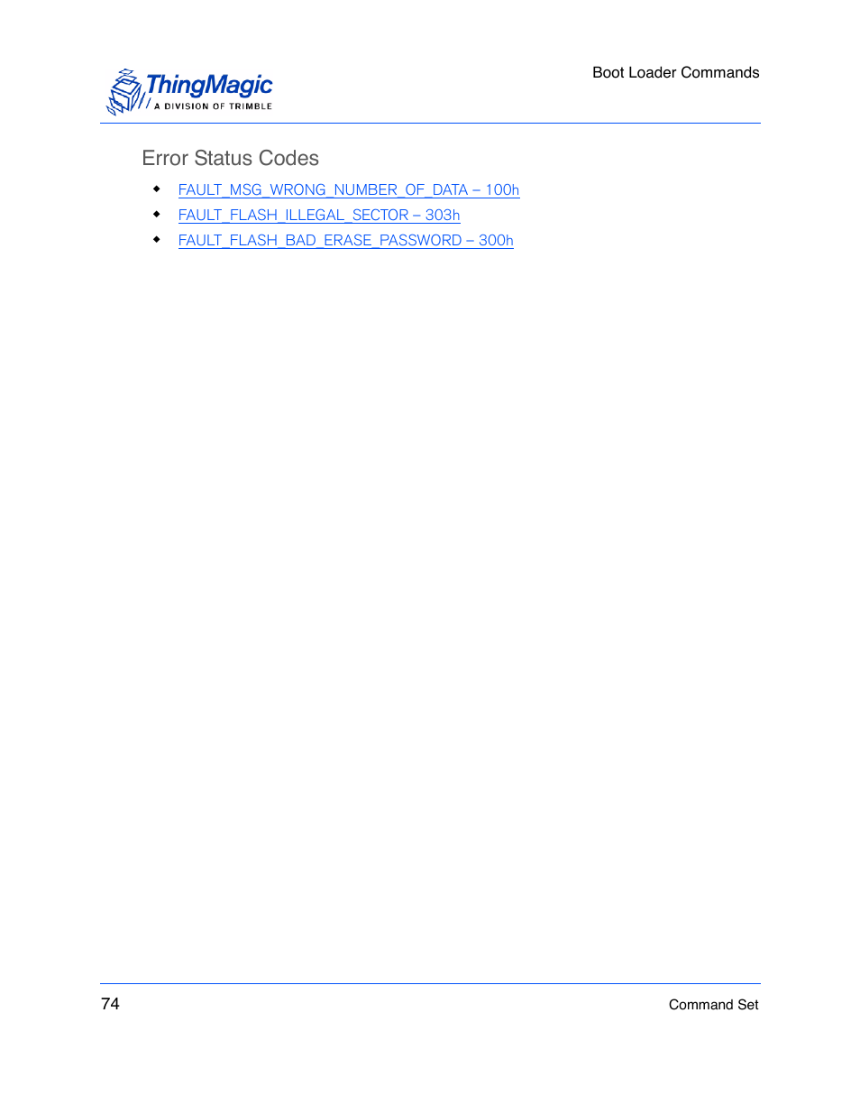 Error status codes | ThingMagic M5e-Compact User Manual | Page 74 / 252