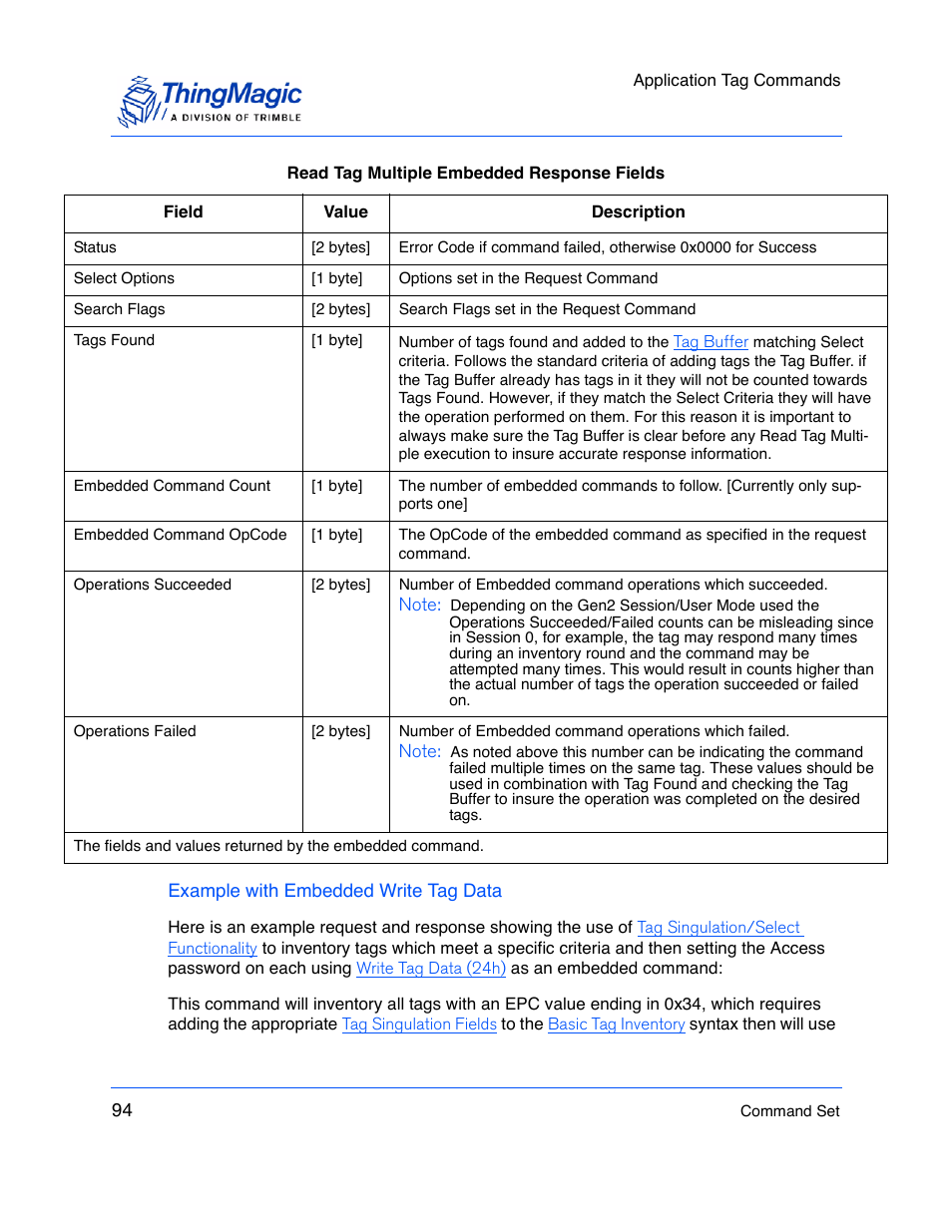 Example with embedded write tag data | ThingMagic M5e-Compact User Manual | Page 94 / 252