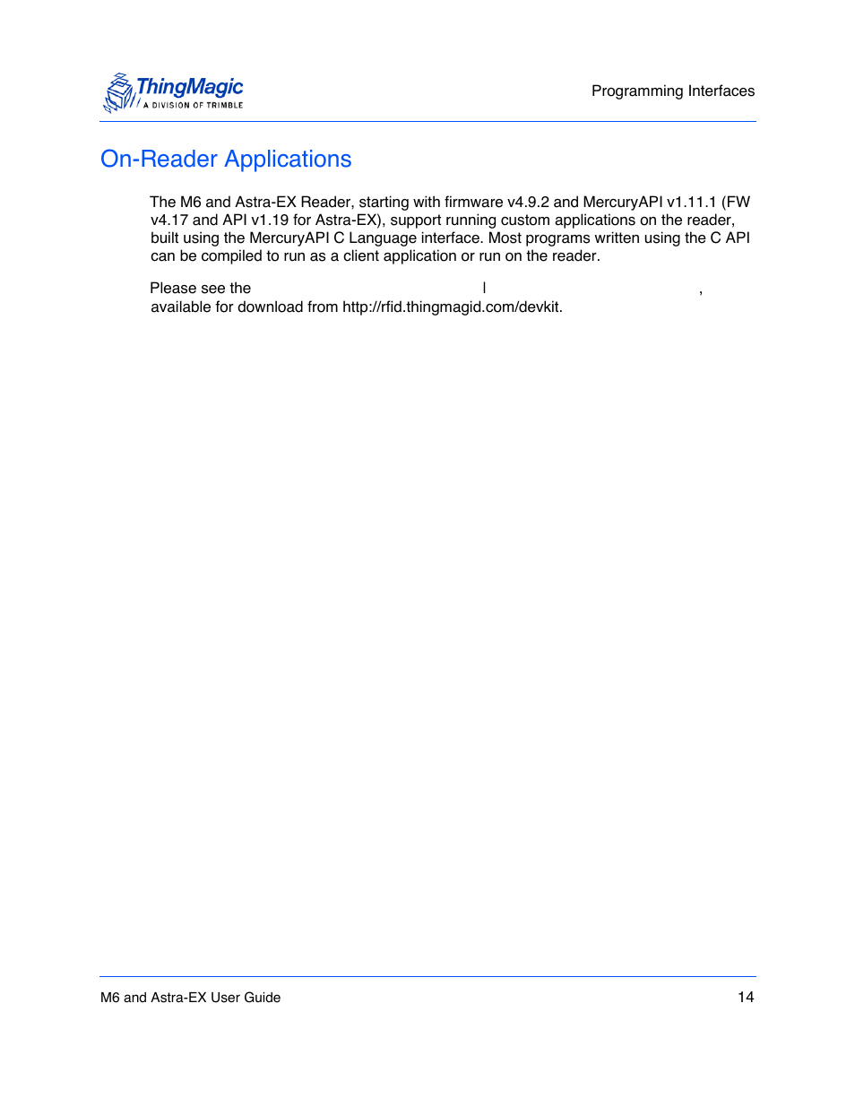 On-reader applications, On-reader applications 14 | ThingMagic Astra-EX User Manual | Page 14 / 90