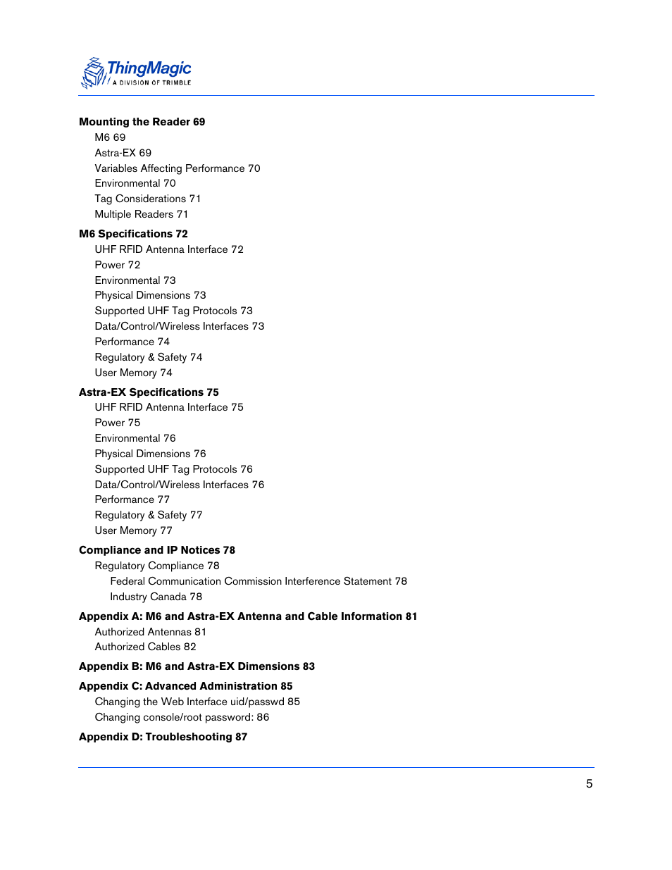 ThingMagic Astra-EX User Manual | Page 5 / 90