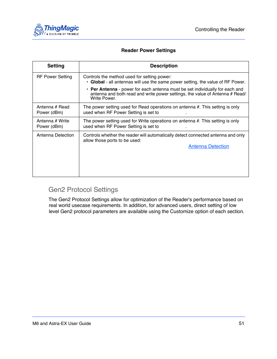 Gen2, Protocol settings, Gen2 protocol settings | ThingMagic Astra-EX User Manual | Page 51 / 90