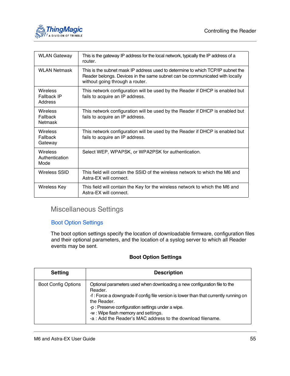 Miscellaneous settings | ThingMagic Astra-EX User Manual | Page 55 / 90