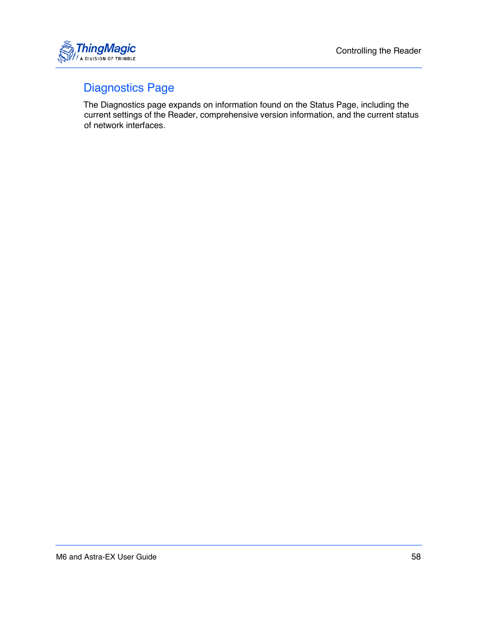 Diagnostics page | ThingMagic Astra-EX User Manual | Page 58 / 90