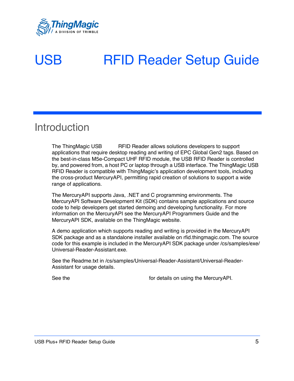 ThingMagic USB Plus+ RFID Reader User Manual | Page 5 / 16