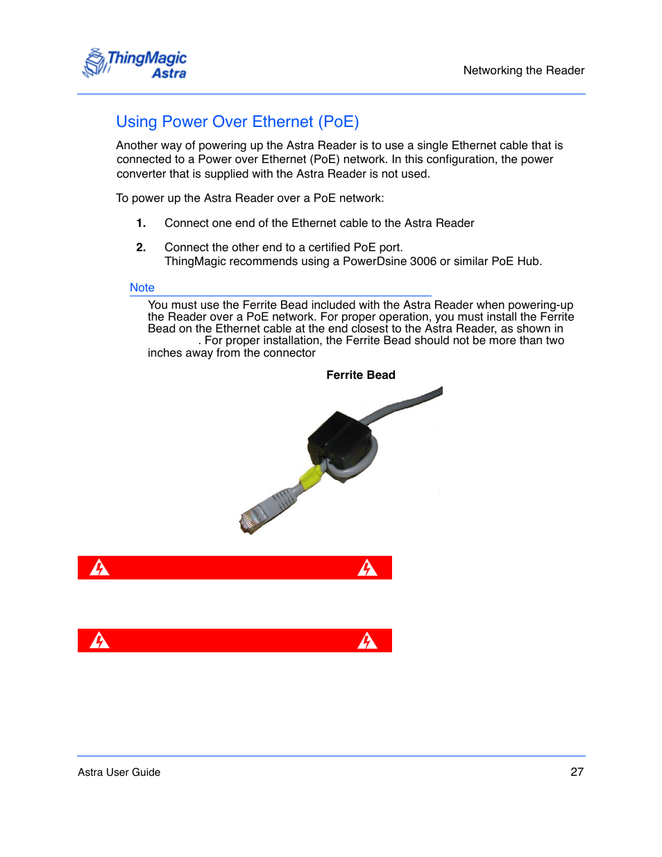 Using power over ethernet (poe), Using power over ethernet (poe) 27 | ThingMagic Astra User Manual | Page 27 / 75
