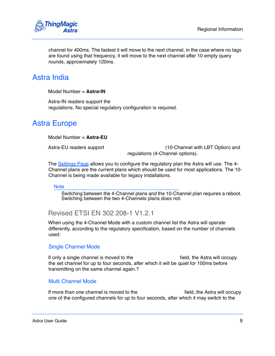 Astra india, Astra europe, Astra india 9 | Astra europe 9 | ThingMagic Astra User Manual | Page 9 / 75