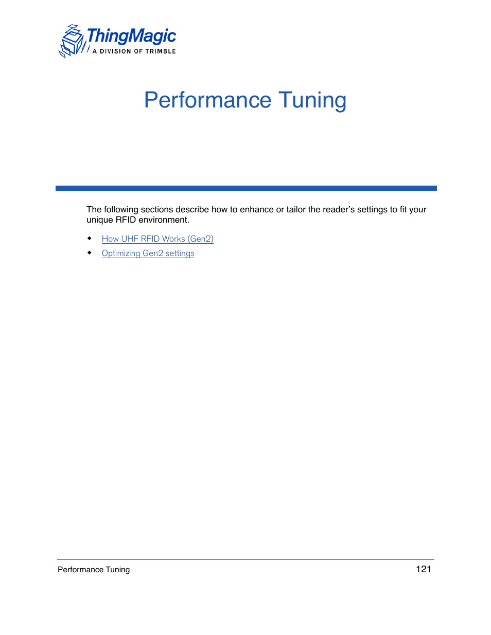 Performance tuning | ThingMagic Mercury API v1.23.0 User Manual | Page 121 / 128