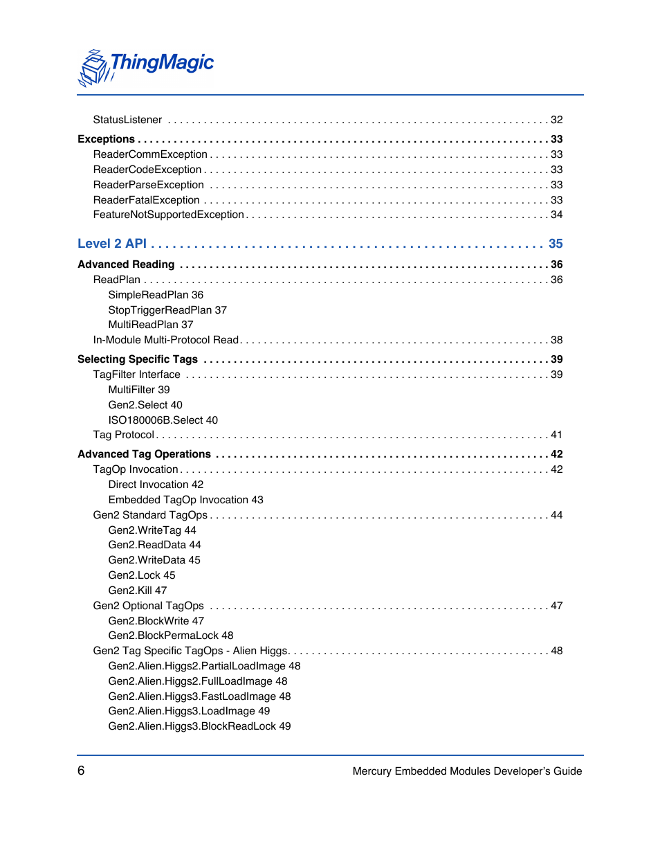 ThingMagic Mercury API v1.23.0 User Manual | Page 6 / 128