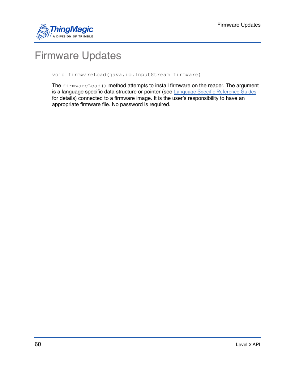 Firmware updates | ThingMagic Mercury API v1.23.0 User Manual | Page 60 / 128