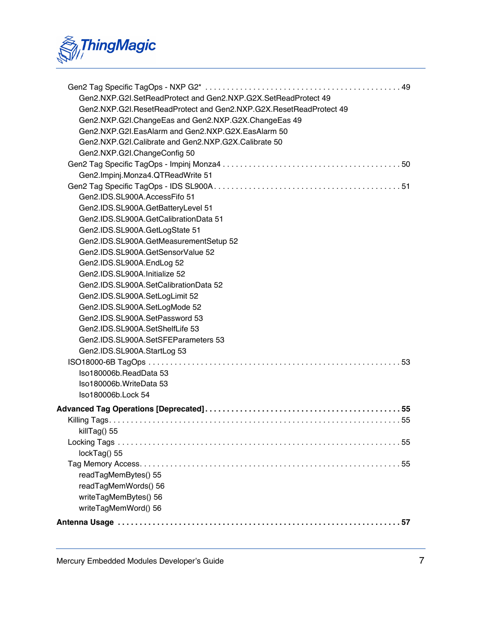 ThingMagic Mercury API v1.23.0 User Manual | Page 7 / 128