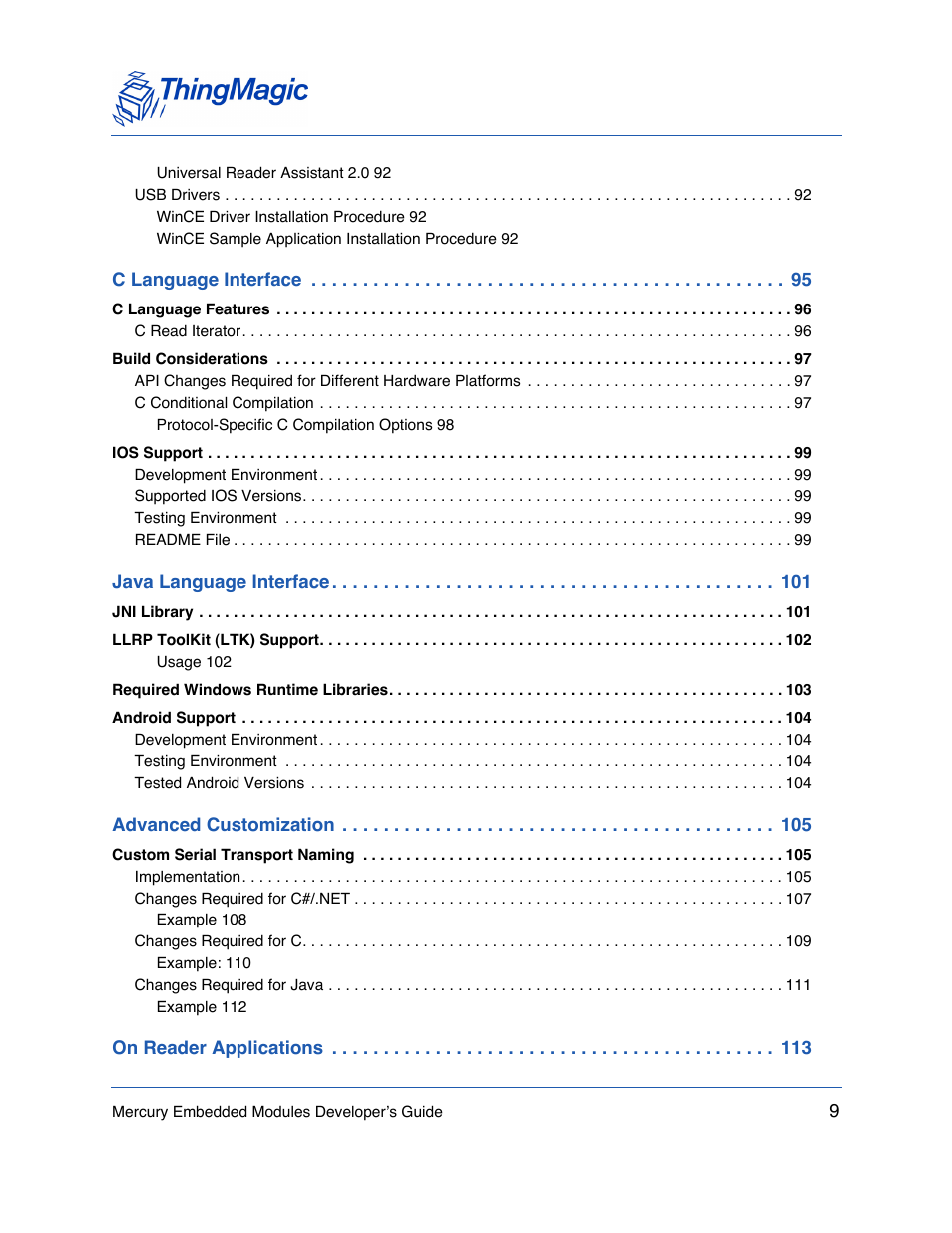 ThingMagic Mercury API v1.23.0 User Manual | Page 9 / 128