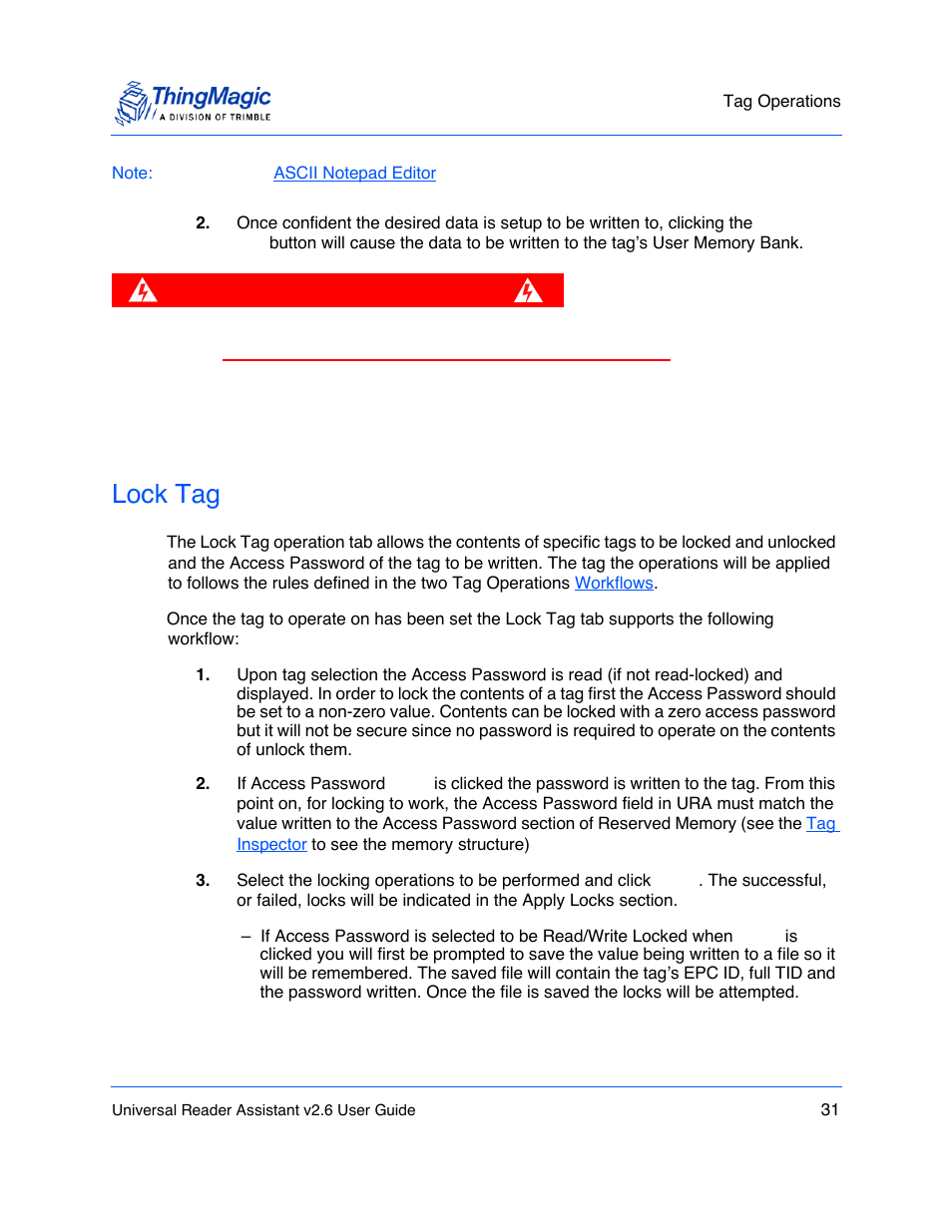 Lock tag | ThingMagic Universal Reader Assistant 2.6 User Manual | Page 31 / 34