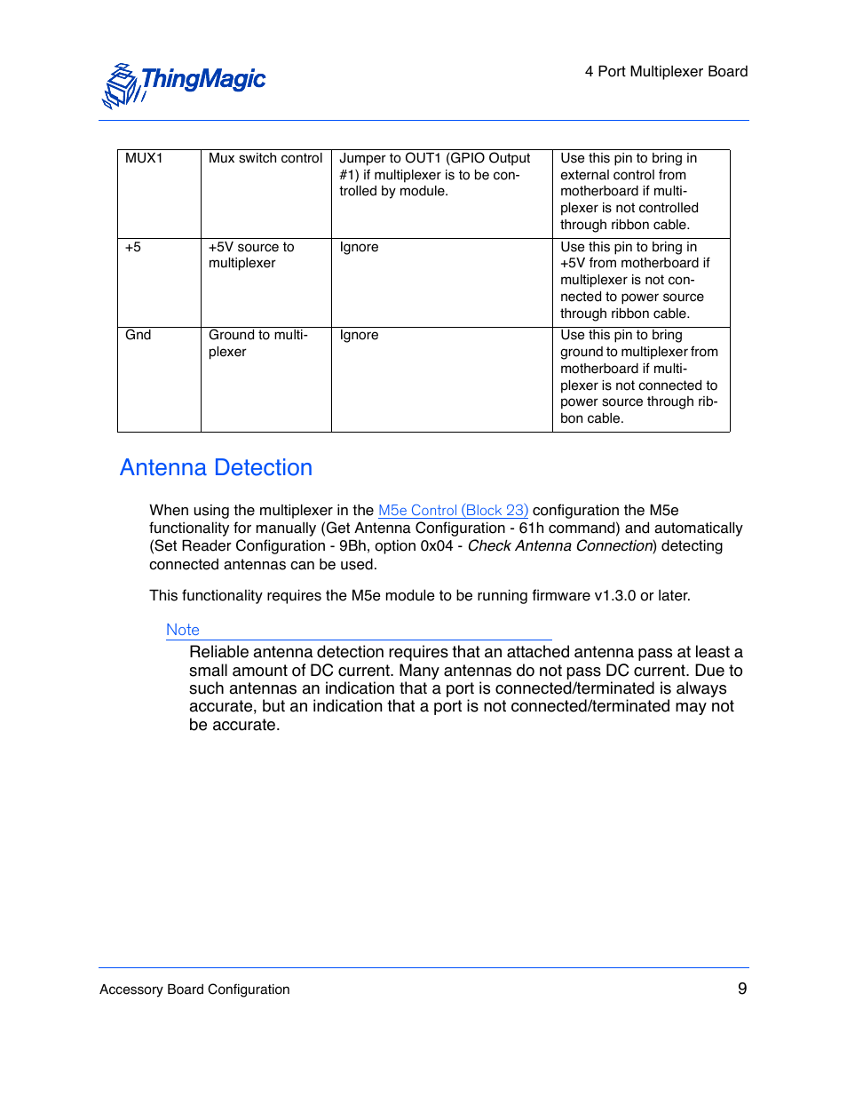 Antenna detection | ThingMagic M5e User Manual | Page 10 / 21