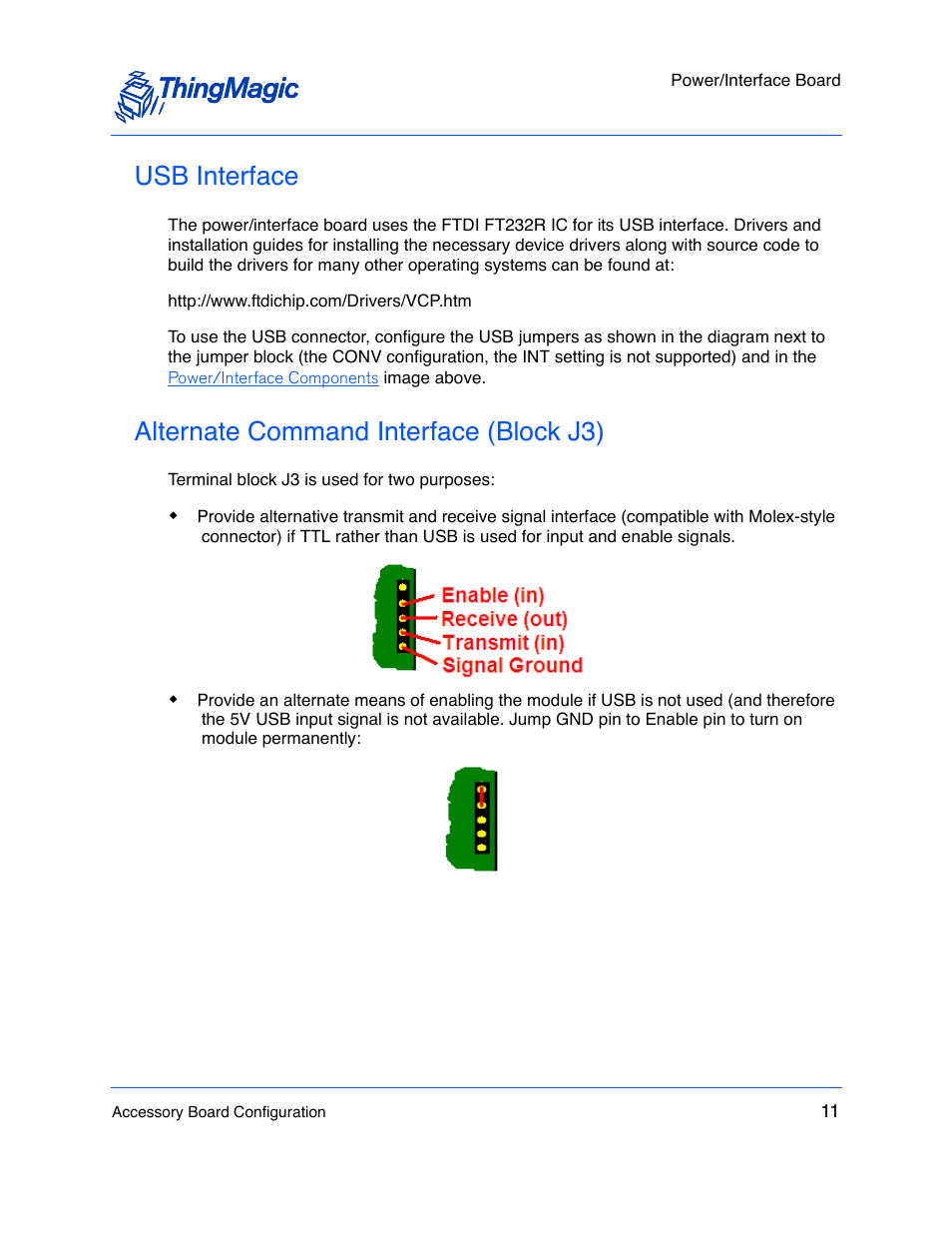 Usb interface, Alternate command interface (block j3) | ThingMagic M5e User Manual | Page 12 / 21