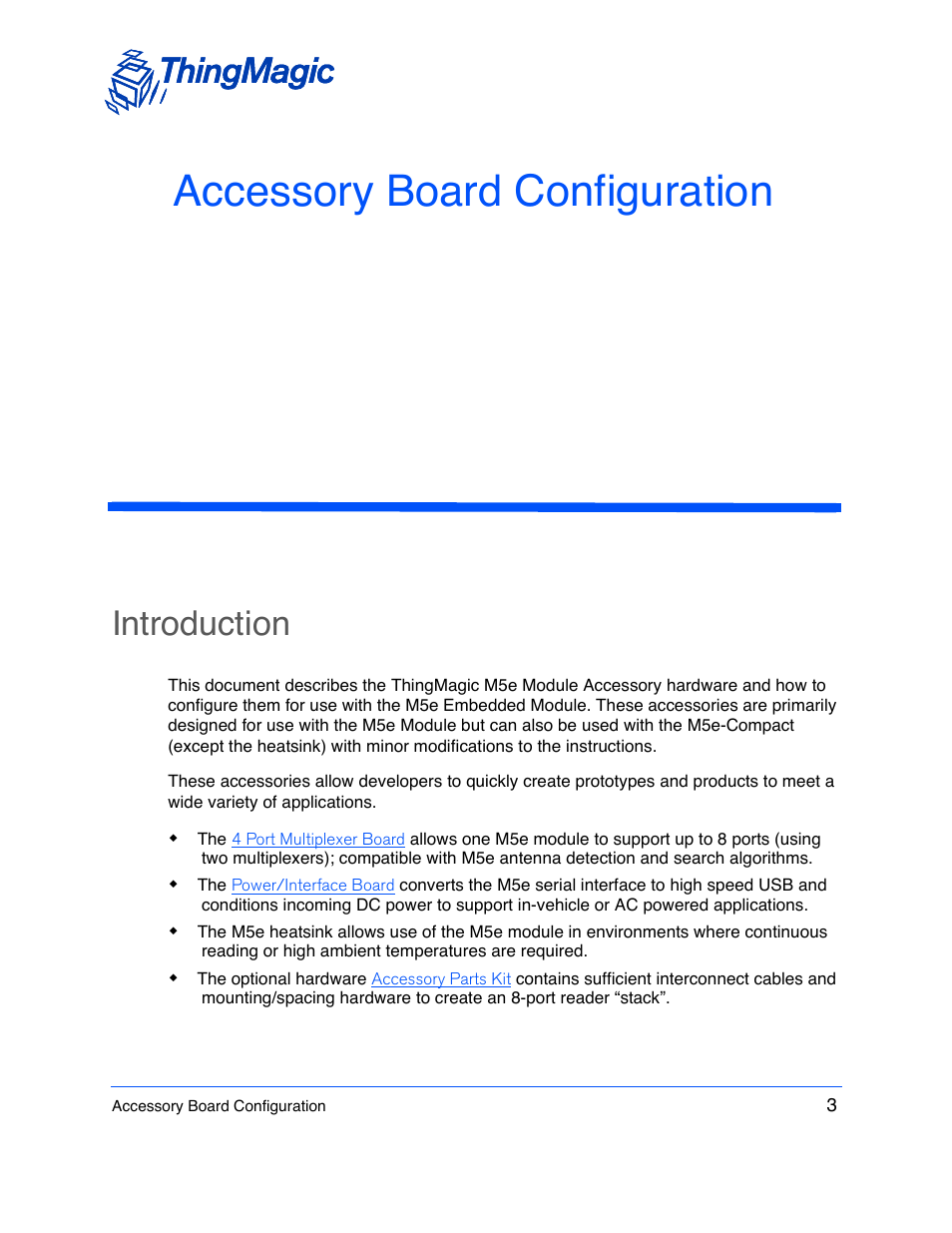 Accessory board configuration, Introduction | ThingMagic M5e User Manual | Page 4 / 21