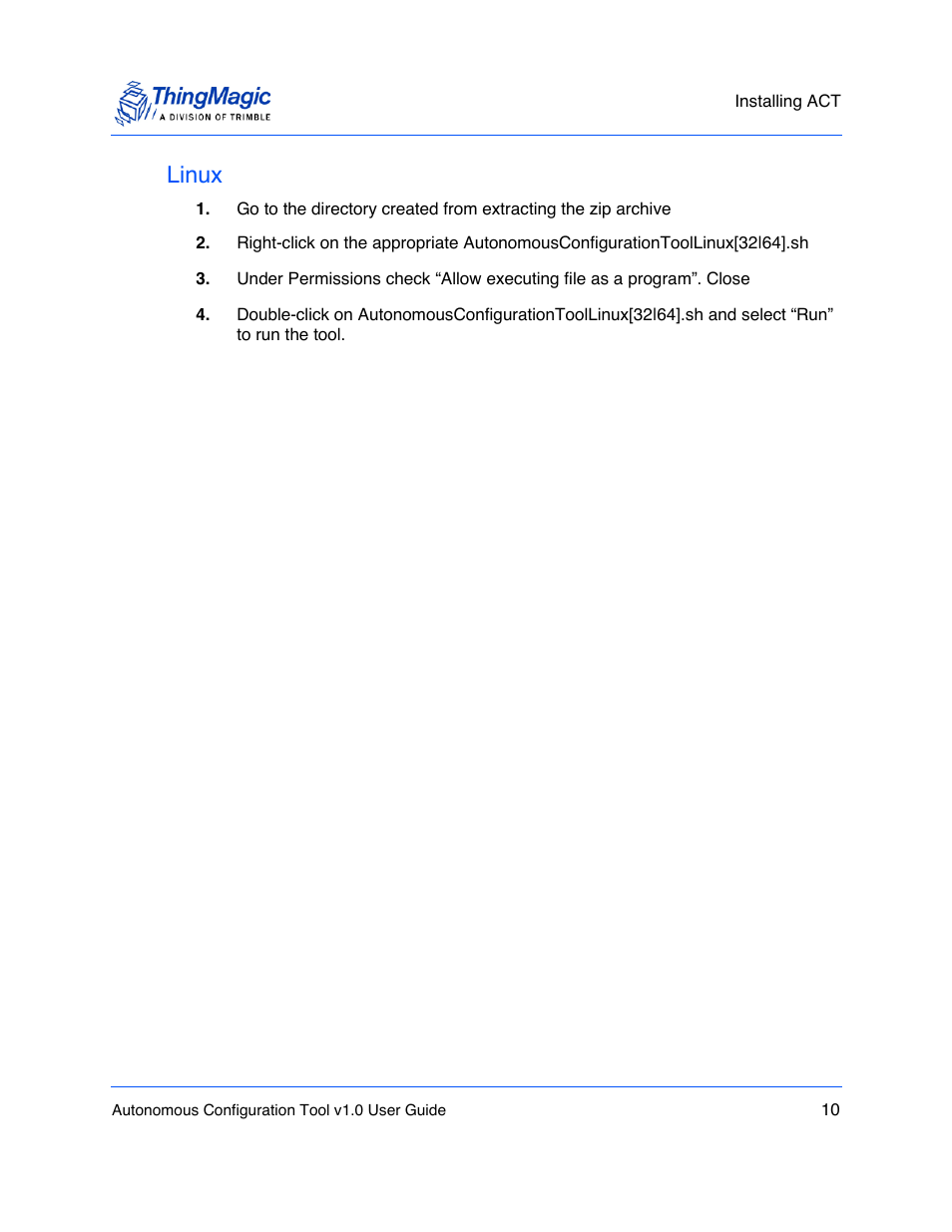 Linux | ThingMagic Autonomous Configuration Tool User Manual | Page 10 / 28