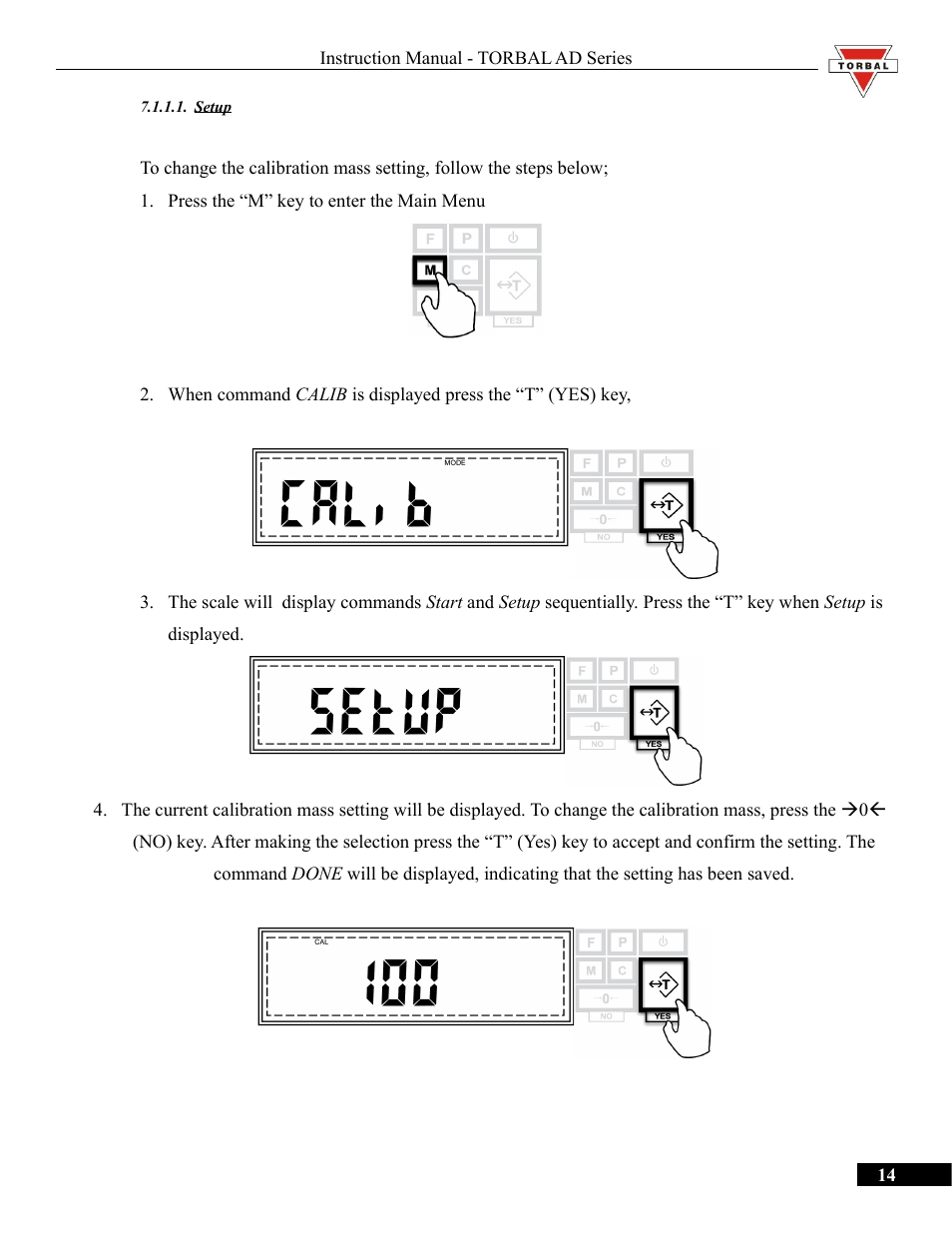 Setup | Torbal AD50 Series Manual User Manual | Page 14 / 67
