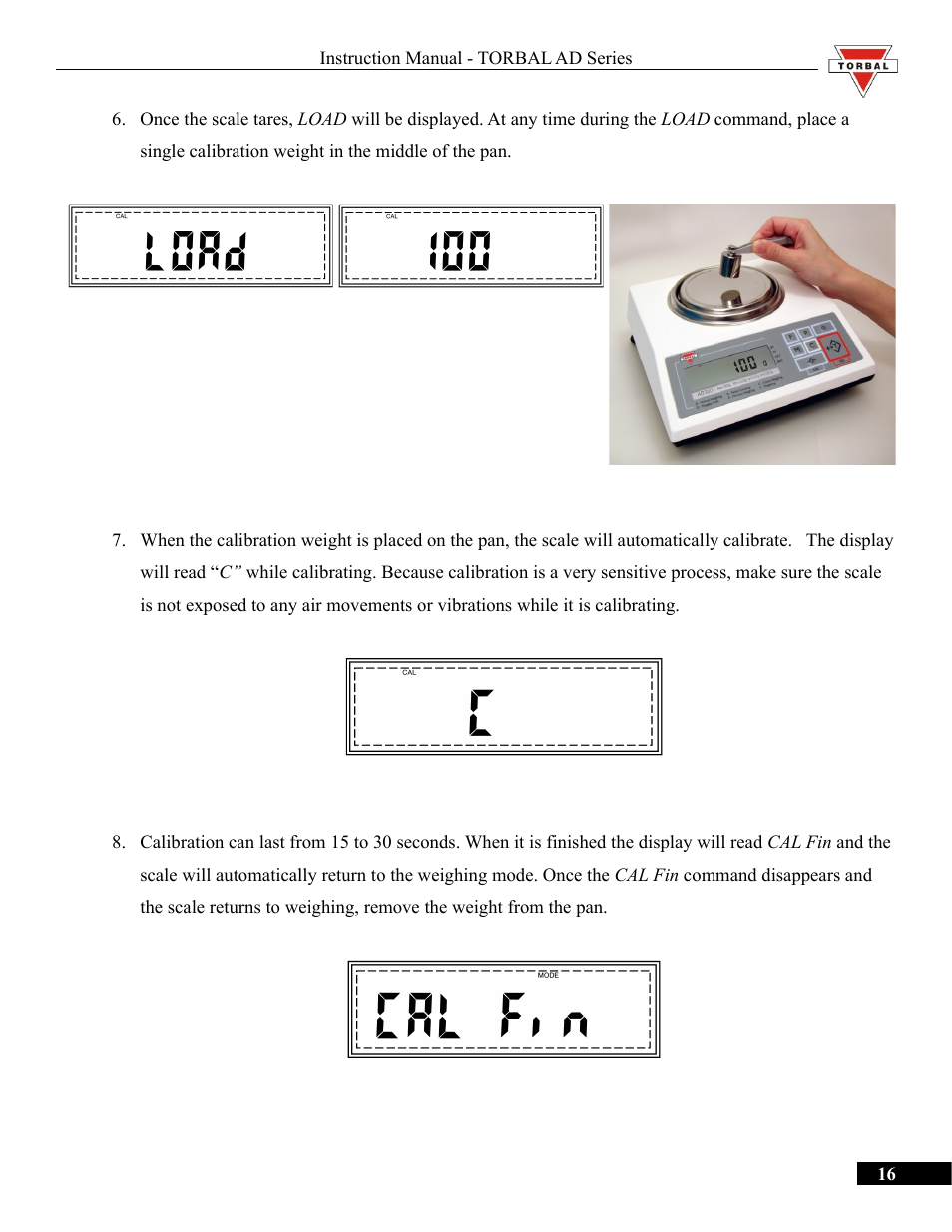 Torbal AD50 Series Manual User Manual | Page 16 / 67