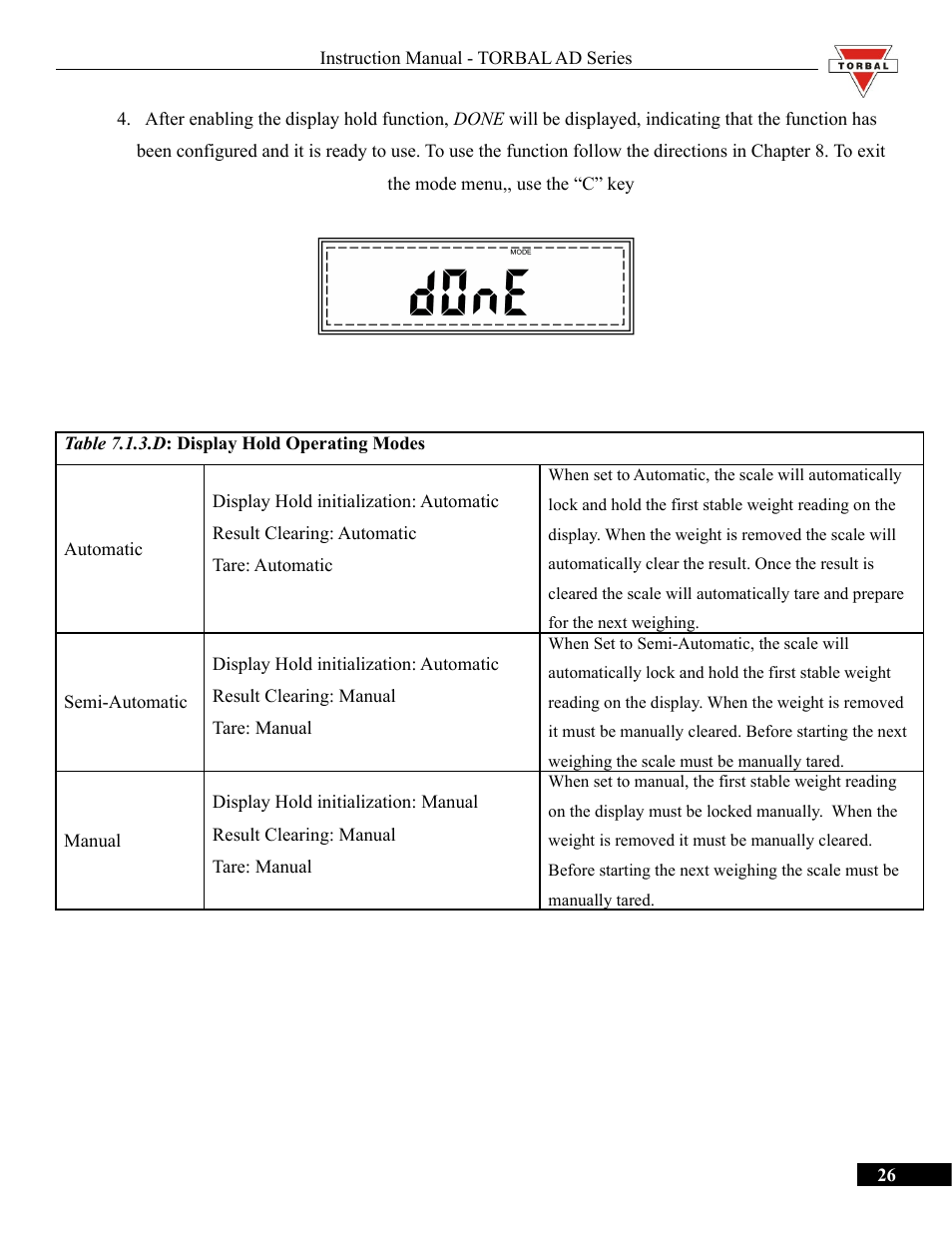 Torbal AD50 Series Manual User Manual | Page 26 / 67