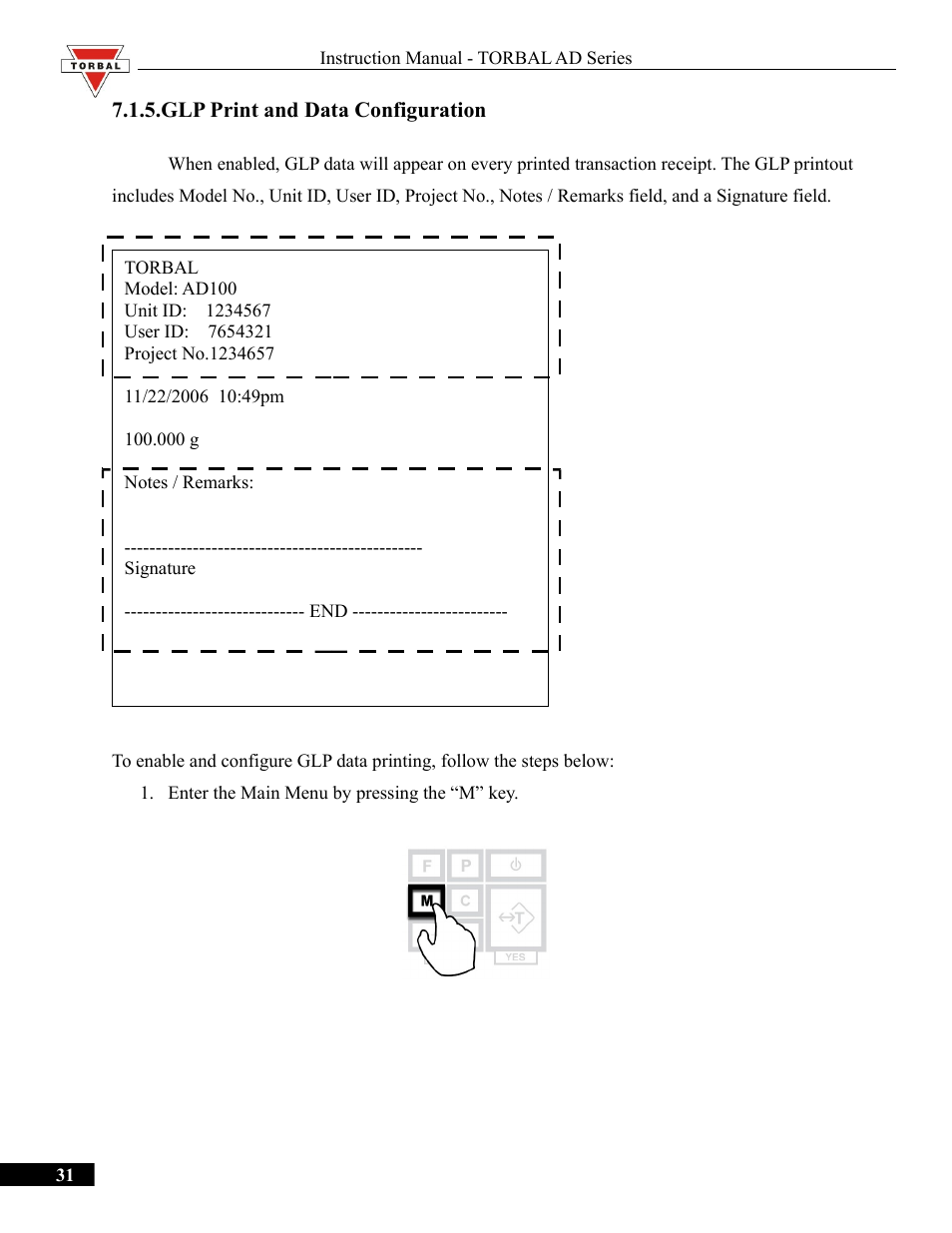 Glp print and data configuration | Torbal AD50 Series Manual User Manual | Page 31 / 67