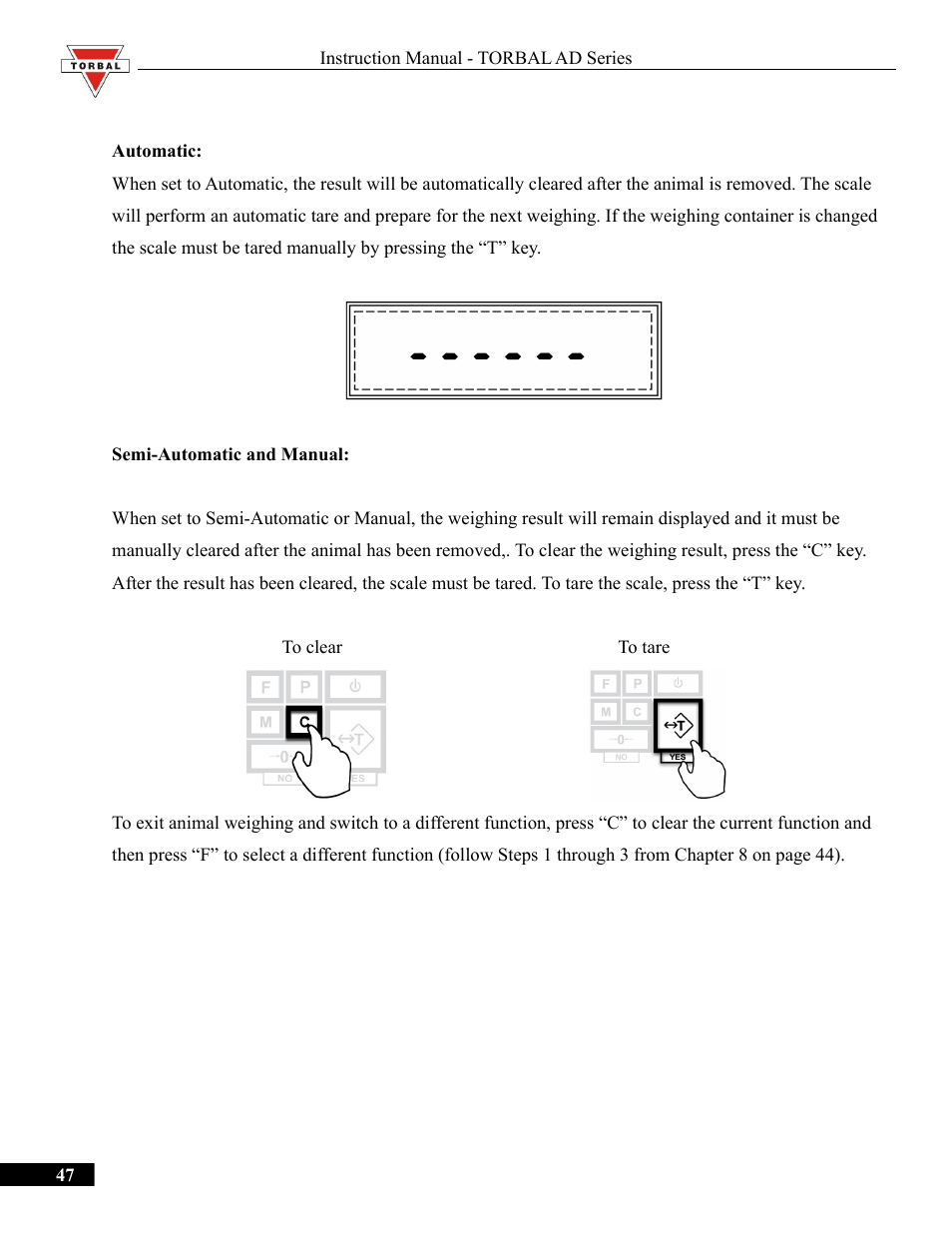 Torbal AD50 Series Manual User Manual | Page 47 / 67