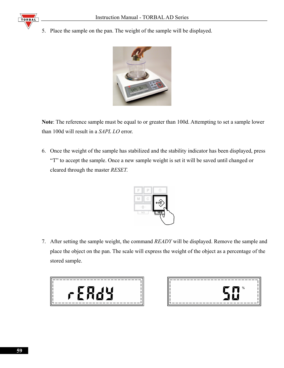 Torbal AD50 Series Manual User Manual | Page 59 / 67