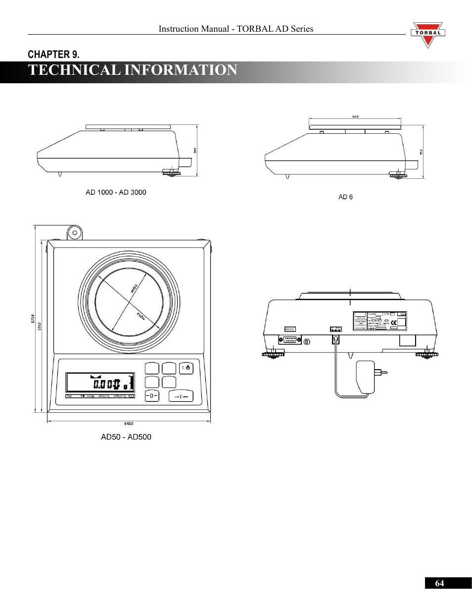 Technical information | Torbal AD50 Series Manual User Manual | Page 64 / 67