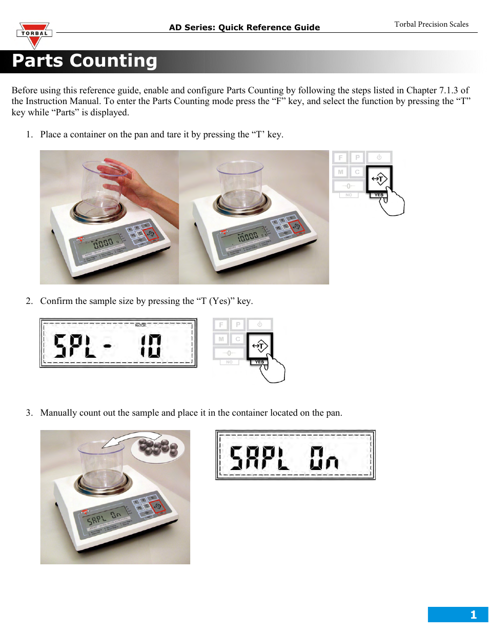 Torbal AD50 Quick Reference Guides User Manual | 12 pages