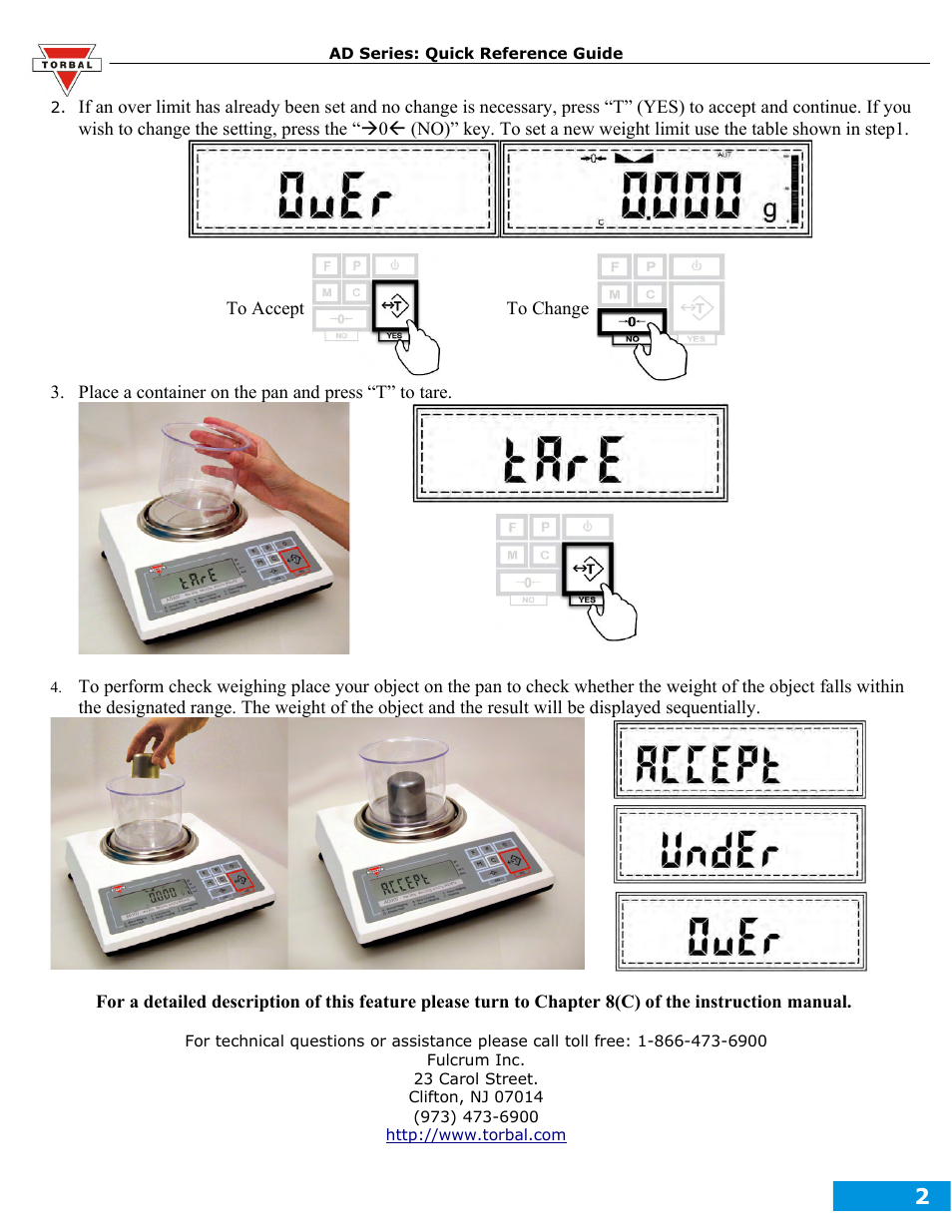 Torbal AD50 Quick Reference Guides User Manual | Page 10 / 12