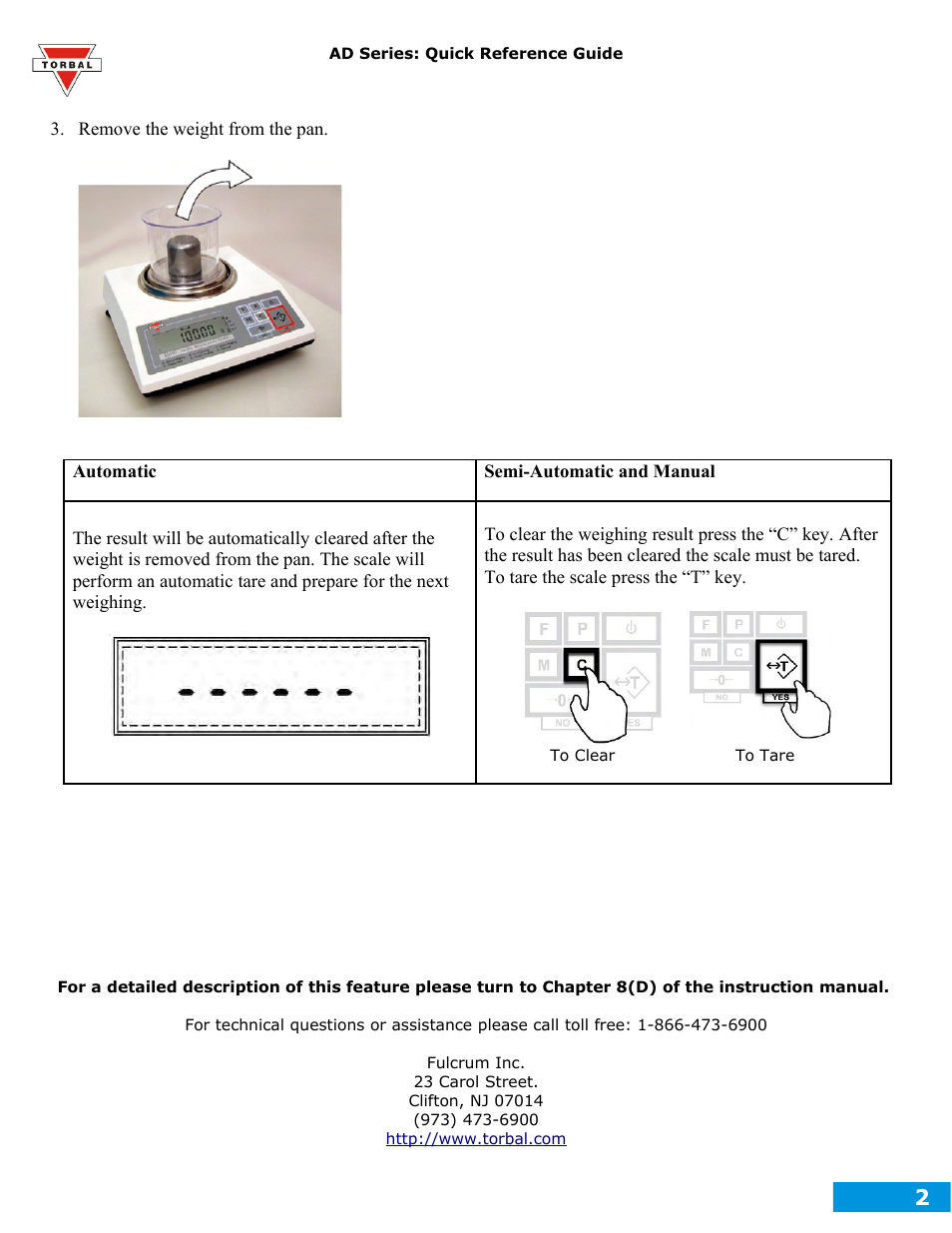 Torbal AD50 Quick Reference Guides User Manual | Page 12 / 12