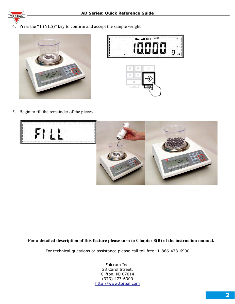 Torbal AD50 Quick Reference Guides User Manual | Page 2 / 12