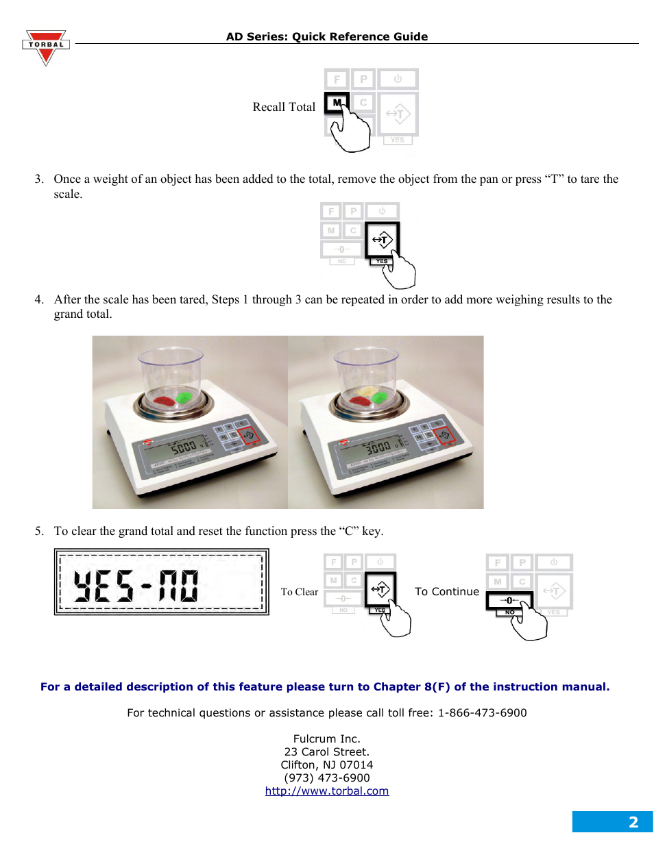 Torbal AD50 Quick Reference Guides User Manual | Page 4 / 12