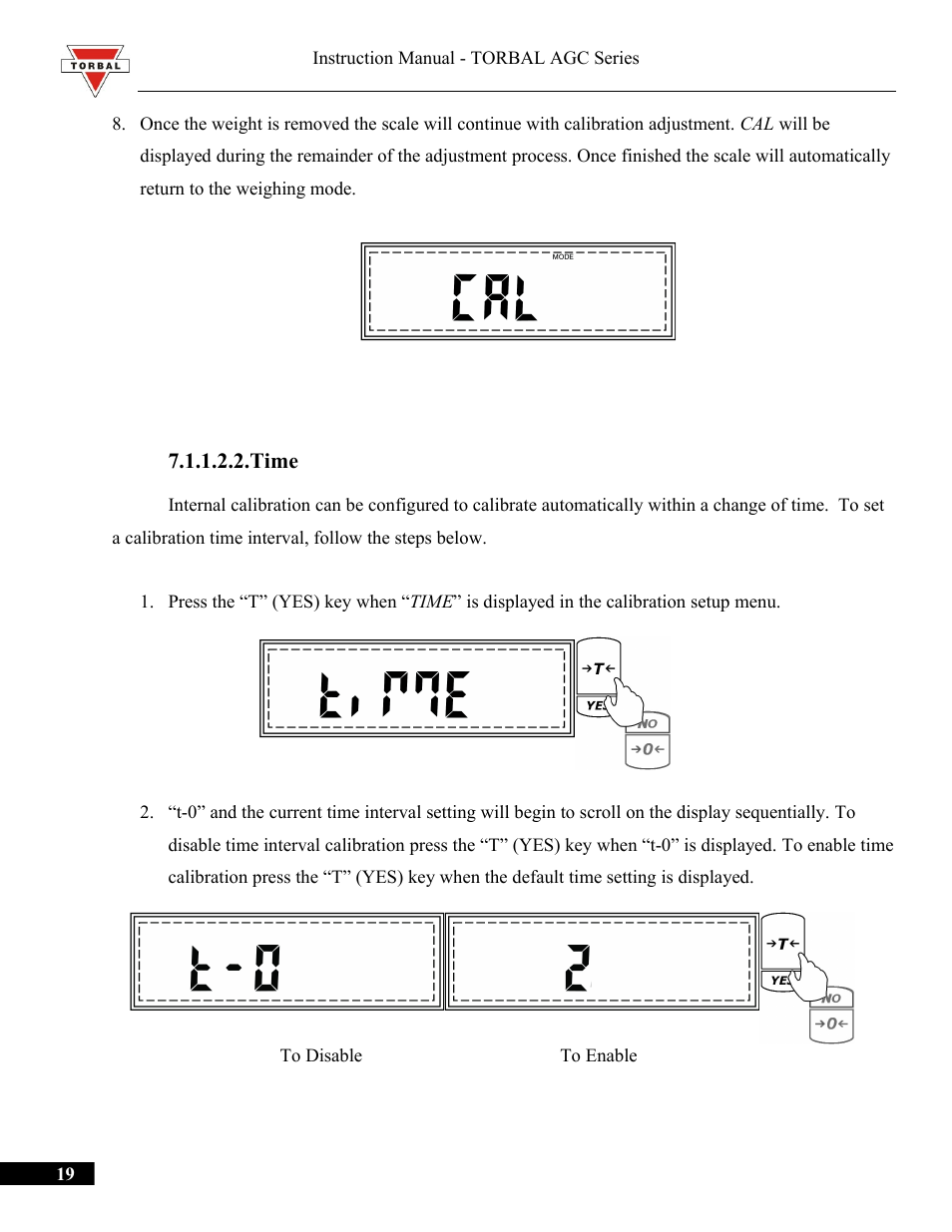 Time | Torbal AGC Series Manual User Manual | Page 19 / 75