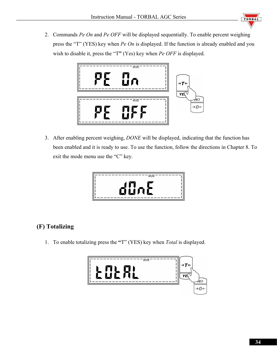 F) totalizing | Torbal AGC Series Manual User Manual | Page 34 / 75