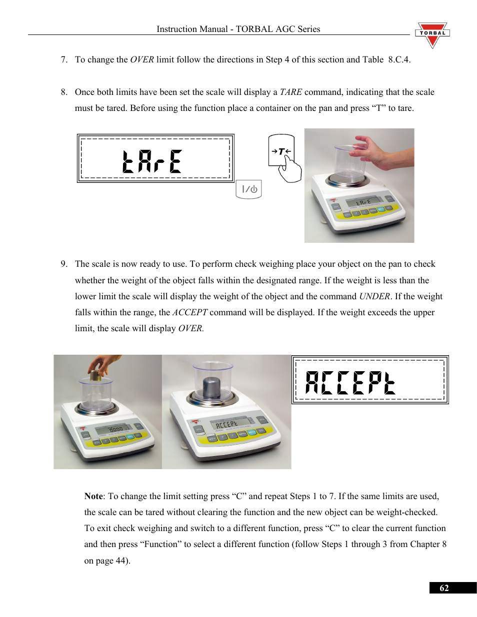 Torbal AGC Series Manual User Manual | Page 62 / 75
