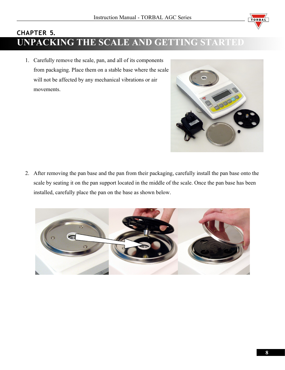 Unpacking the scale and getting started | Torbal AGC Series Manual User Manual | Page 8 / 75