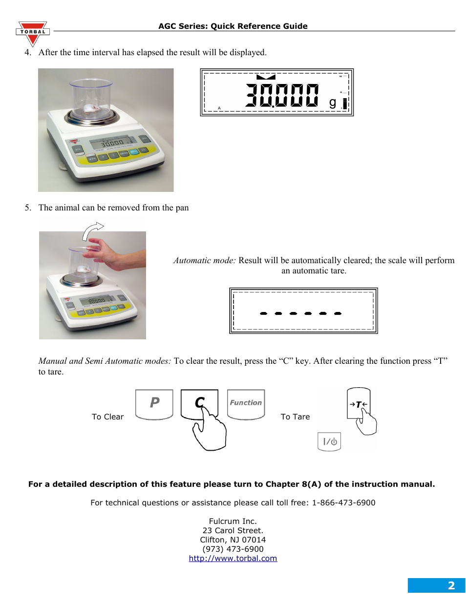 Torbal AGC Series Quick Reference Guides User Manual | Page 2 / 12