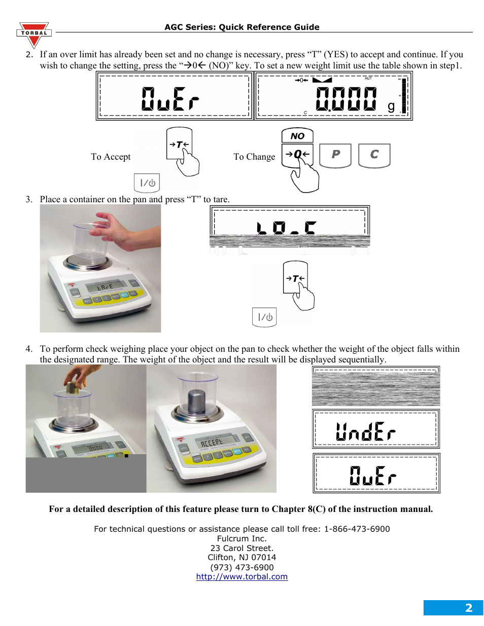 Torbal AGC Series Quick Reference Guides User Manual | Page 4 / 12