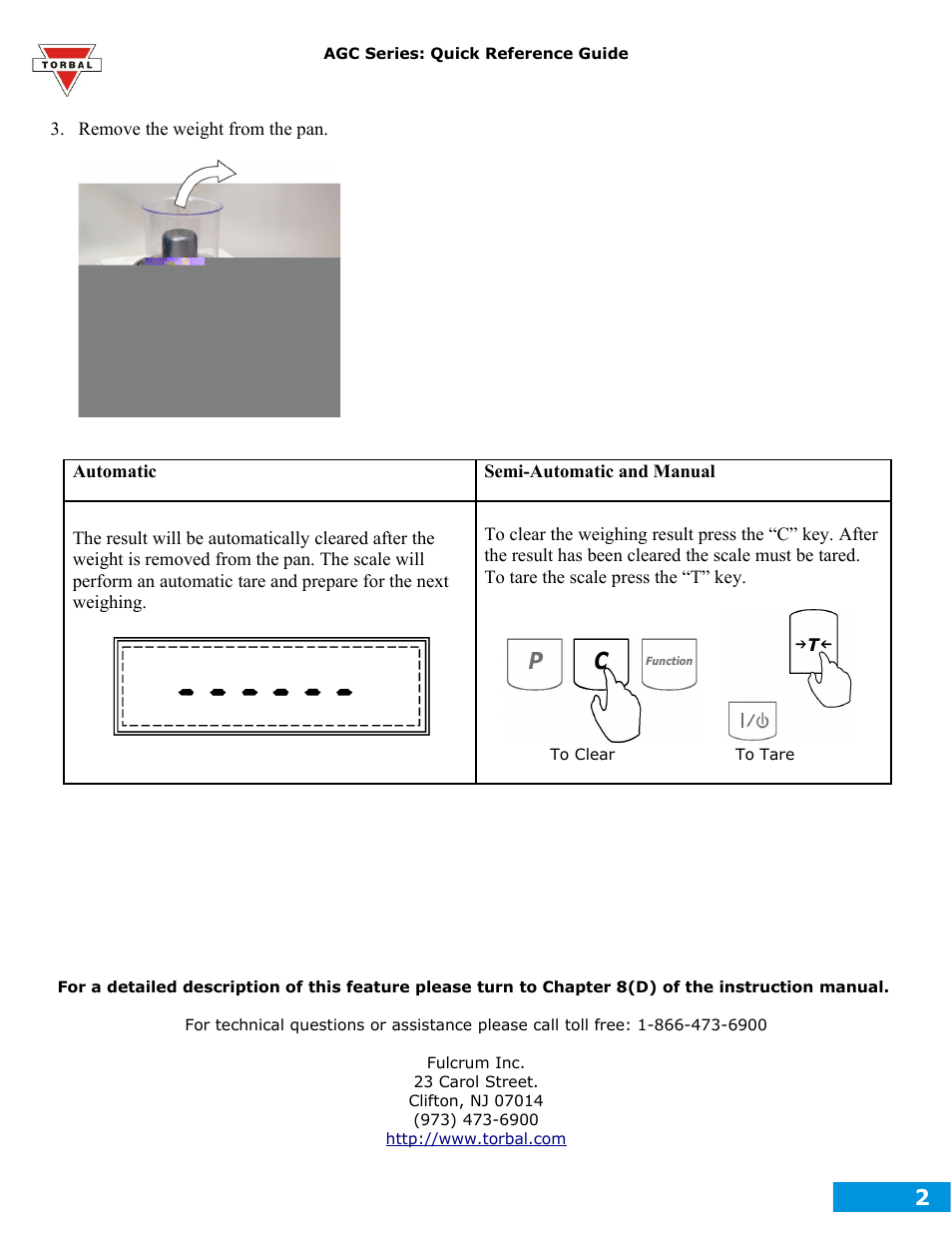 Torbal AGC Series Quick Reference Guides User Manual | Page 6 / 12