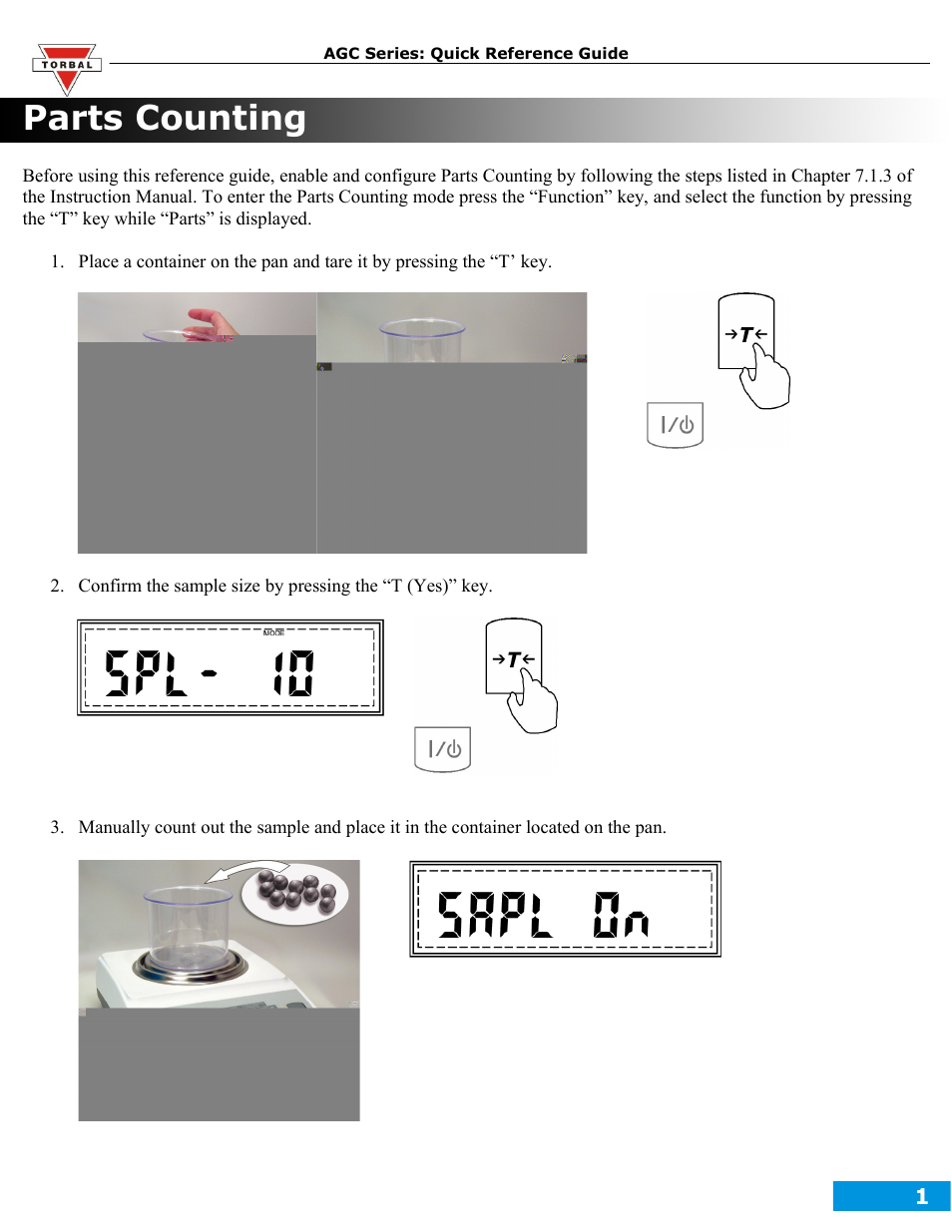 Parts counting.pdf, Parts counting | Torbal AGC Series Quick Reference Guides User Manual | Page 7 / 12