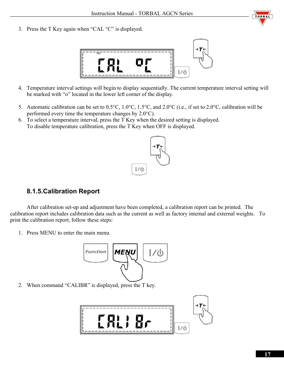 Calibration report | Torbal AGCN200 User Manual | Page 17 / 54