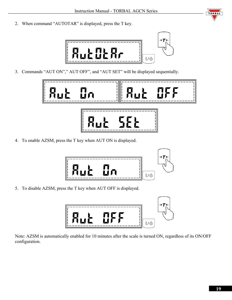 Torbal AGCN200 User Manual | Page 19 / 54