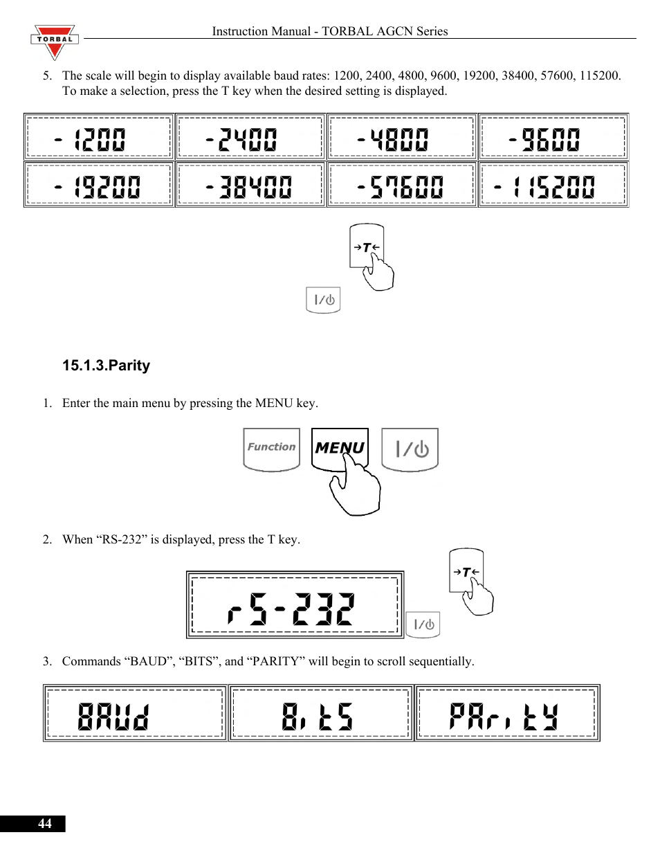 Parity | Torbal AGCN200 User Manual | Page 44 / 54