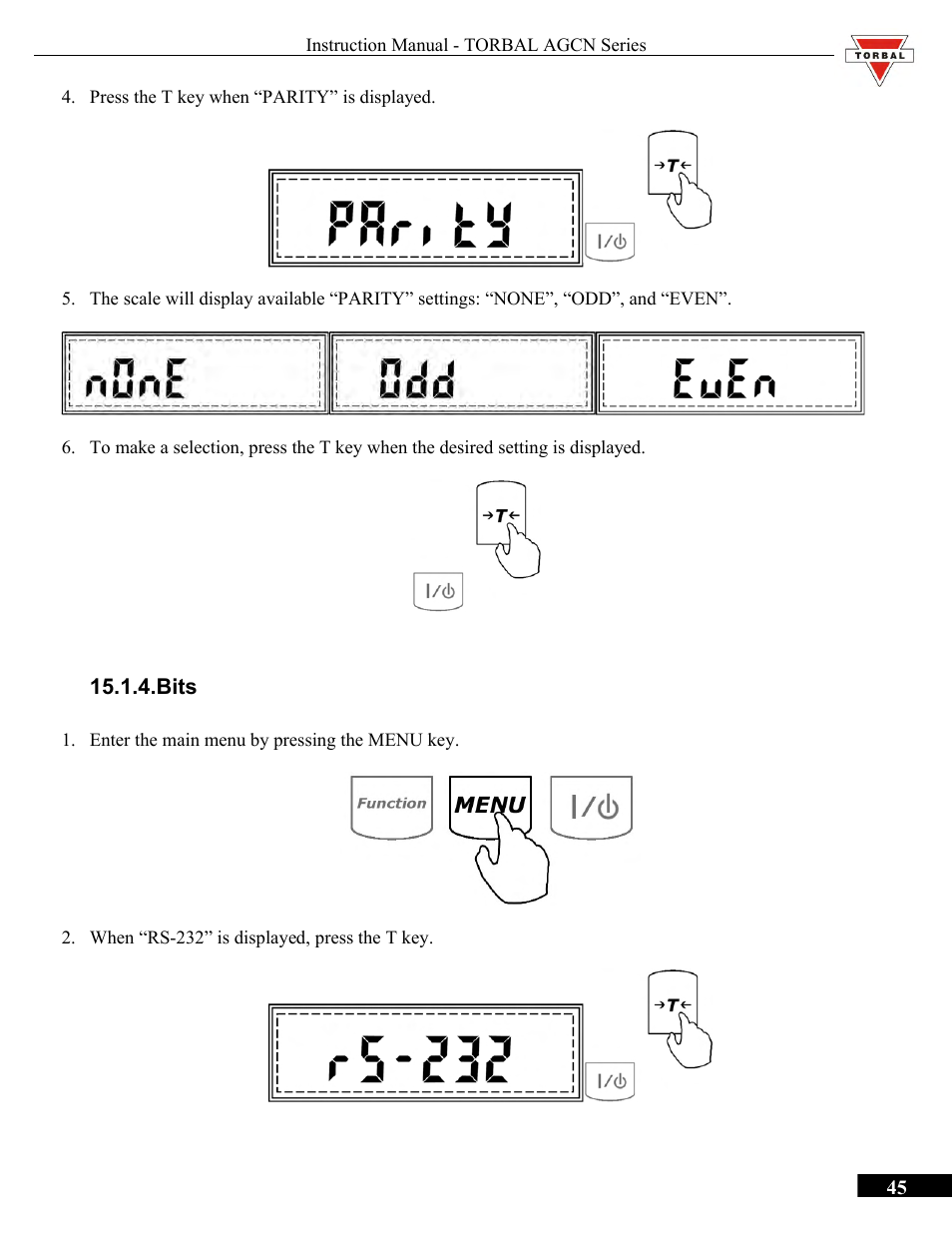 Bits | Torbal AGCN200 User Manual | Page 45 / 54