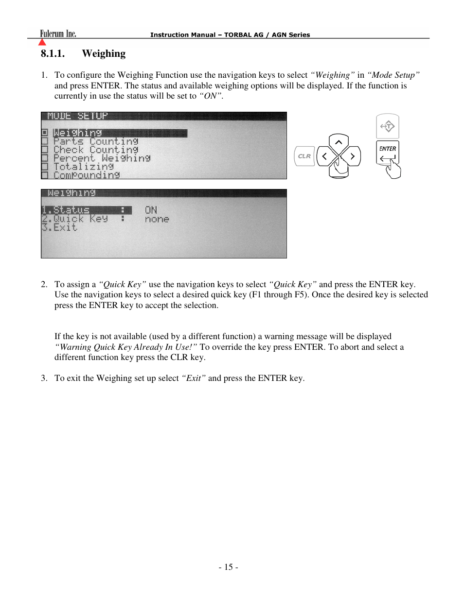 Weighing | Torbal AGN100 User Manual | Page 16 / 73