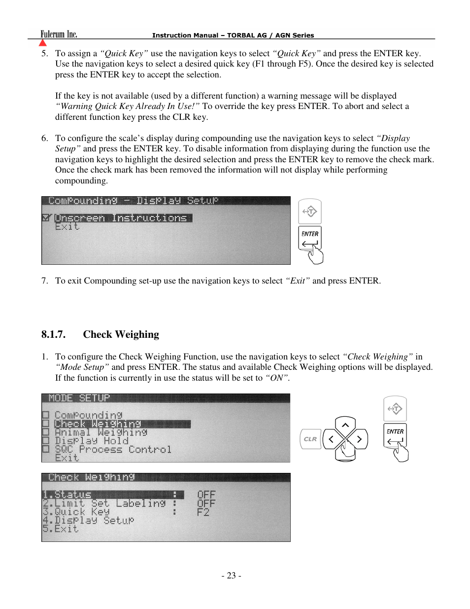 Check weighing | Torbal AGN100 User Manual | Page 24 / 73