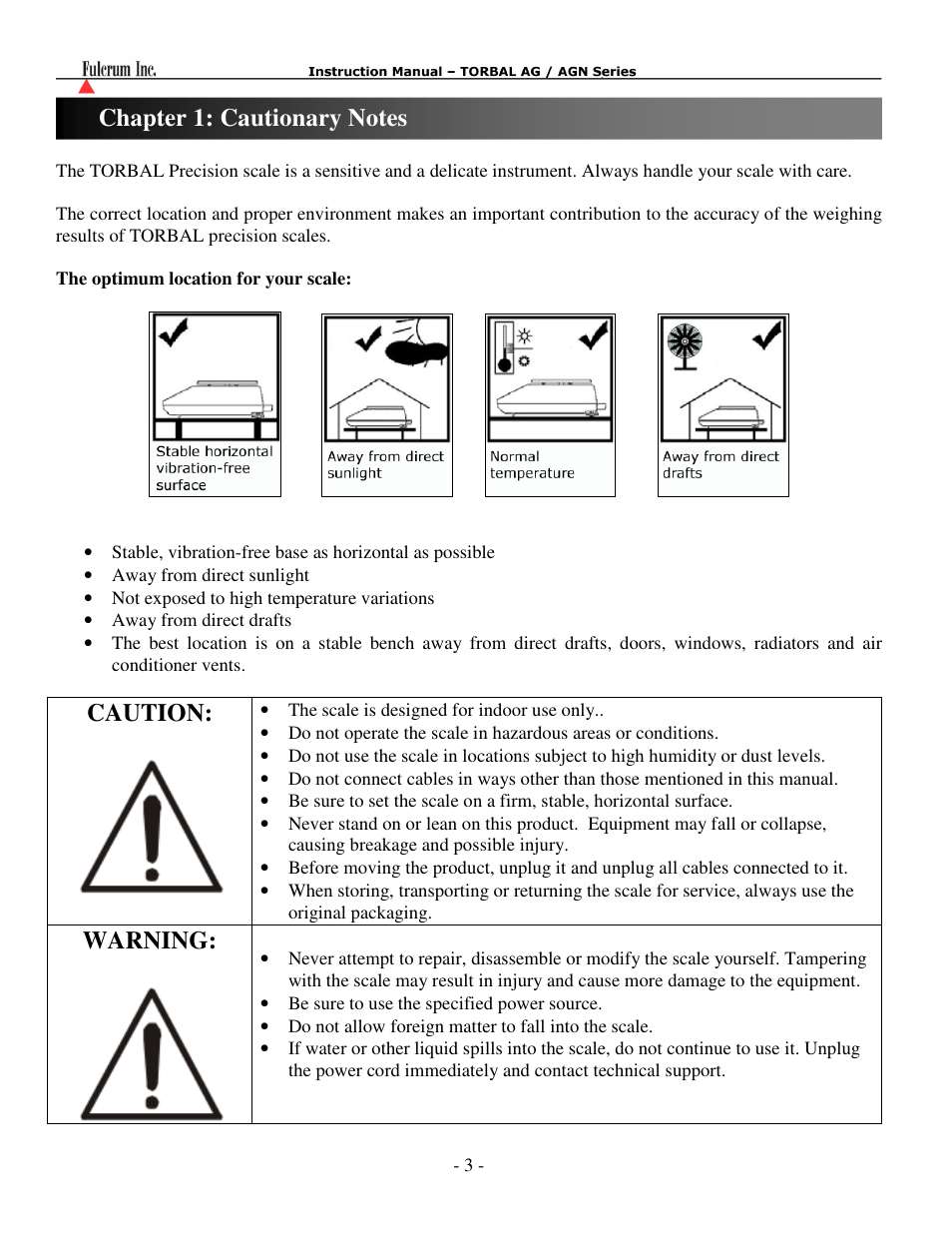 Caution, Warning | Torbal AGN100 User Manual | Page 4 / 73