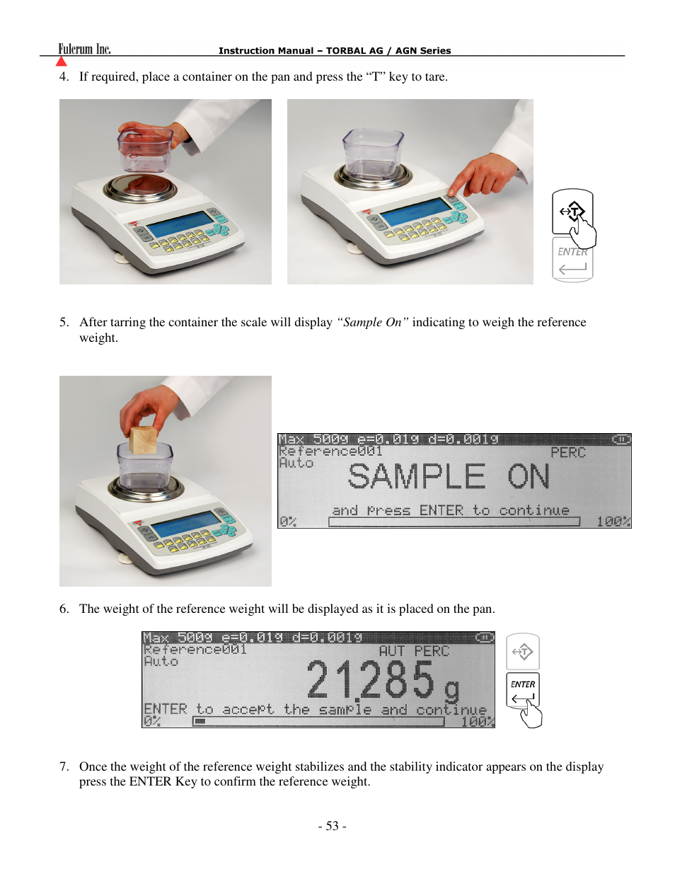 Percent weighing…...……………….…………………………………………………….52, Automatic…………….………………………………………………………………52, Percent weighing for the first time | Torbal AGN100 User Manual | Page 54 / 73