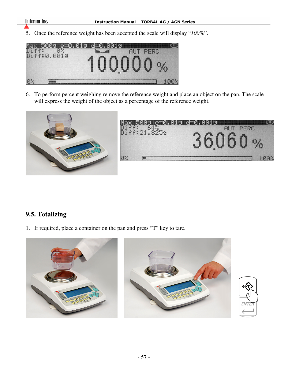 Totalizing…………………………………………………………………….………… 57 | Torbal AGN100 User Manual | Page 58 / 73