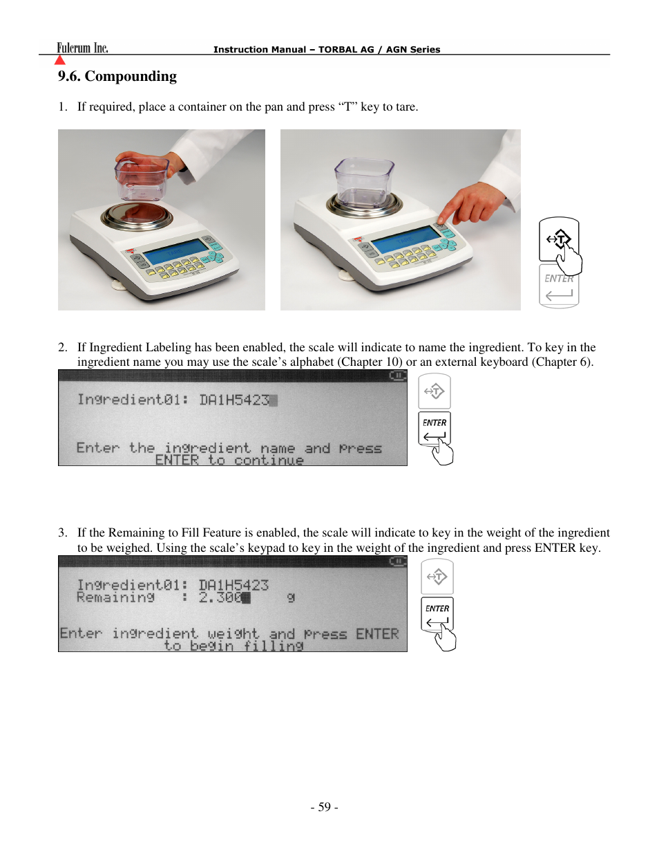 Compounding……………..………………………………..……………….…………. 59 | Torbal AGN100 User Manual | Page 60 / 73
